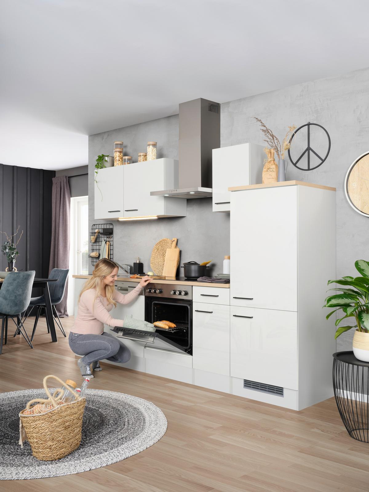 Kuchynský blok LEVI bez spotrebičov, šírka 270 cm - čierna/sivá, Modern, kompozitné drevo (270cm) - FlexWell