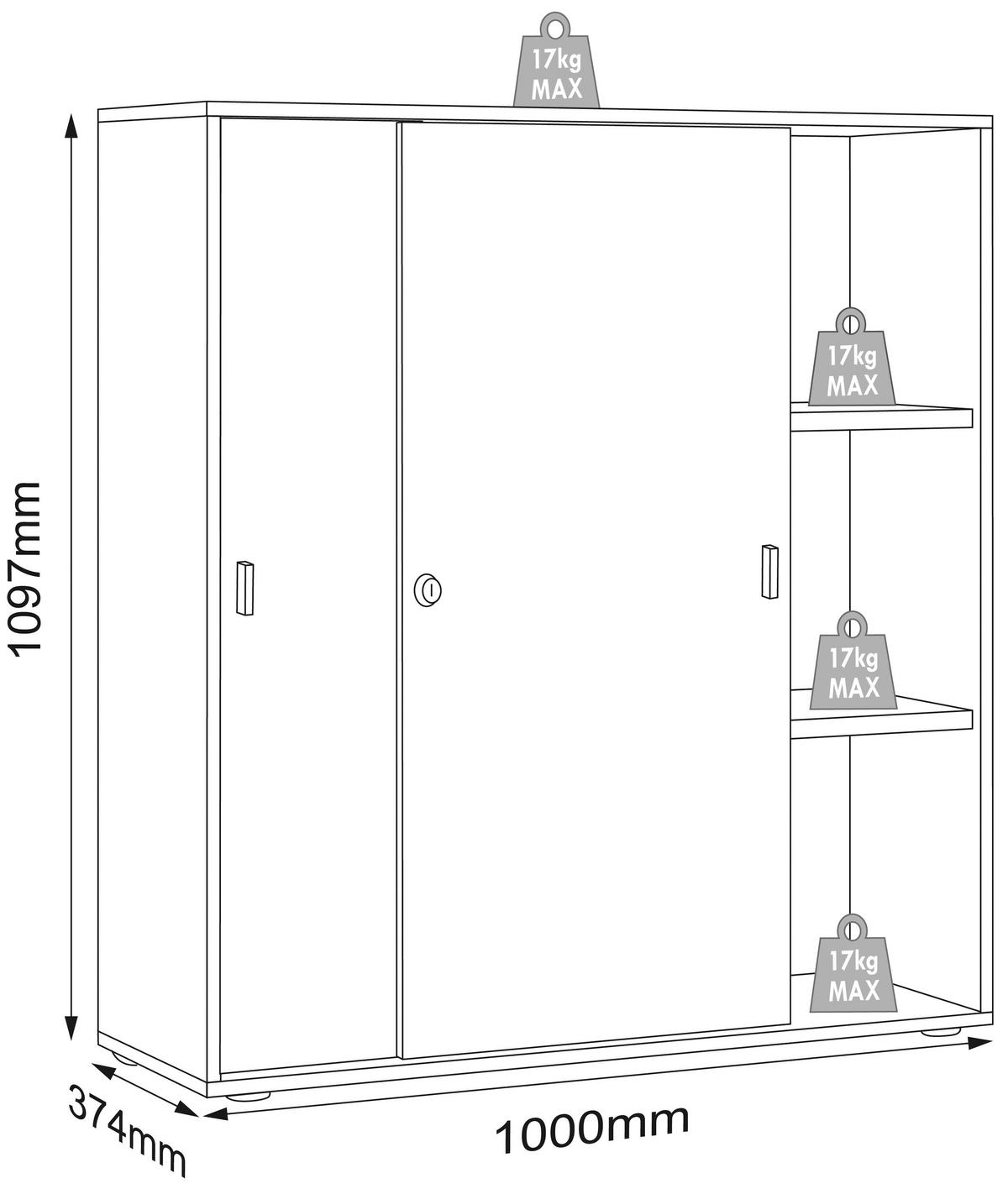 Aktenschrank Salia Anthrazit, Honigeiche B:100 cm - Honigeiche/Anthrazit, Design, Holzwerkstoff (100/110/37cm) - MID.YOU