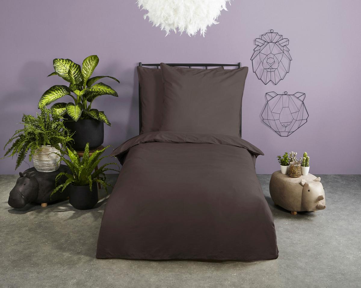 Bettwäsche Braun Dunkelbraun 135x200 Cm - Dunkelbraun, Basics, Textil (135/200cm)