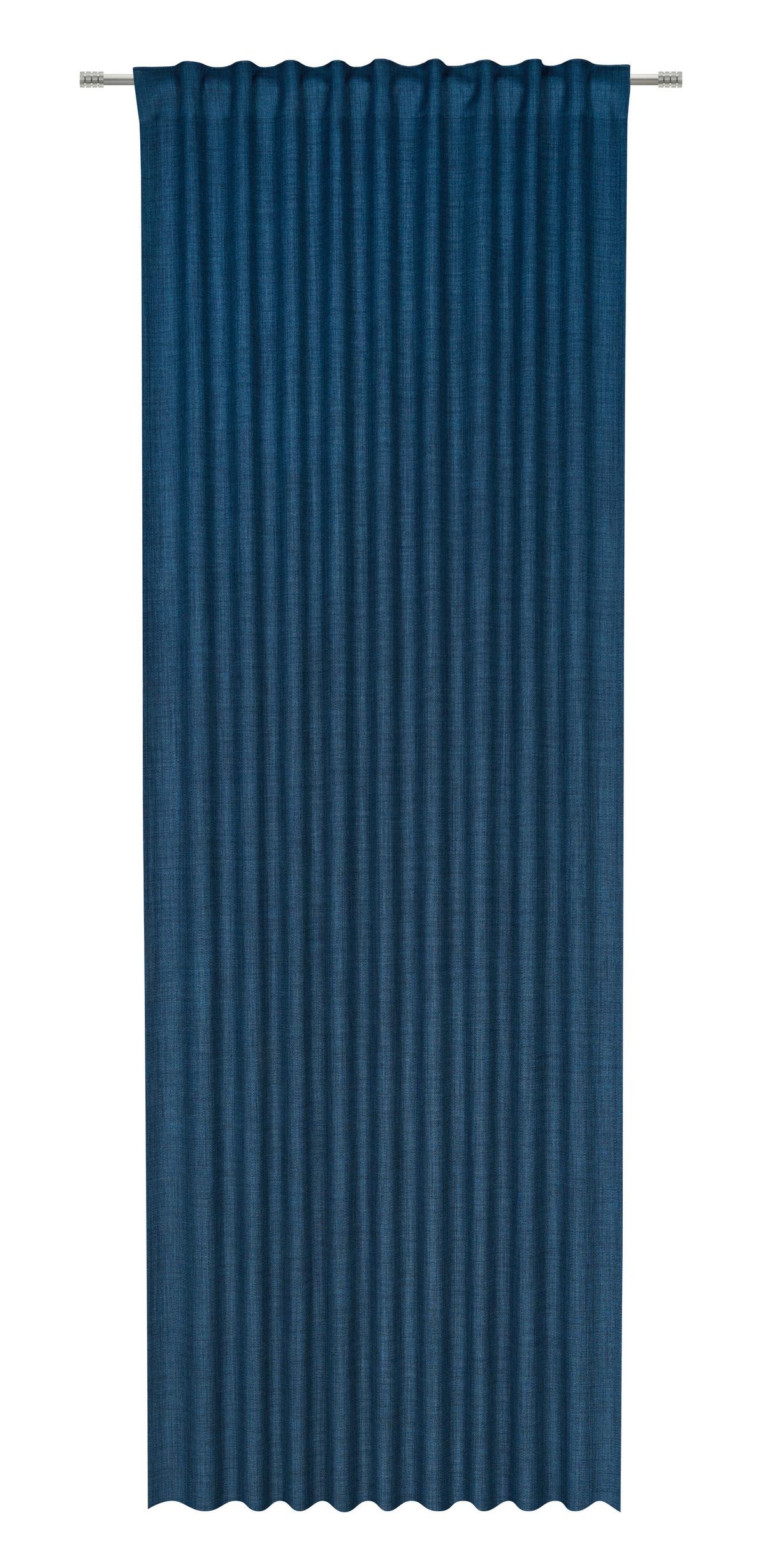 HOTOVÝ ZÁVĚS LEO, 135/255cm, tm.modrá - tmavě modrá, textil (135/255cm) - Premium Living