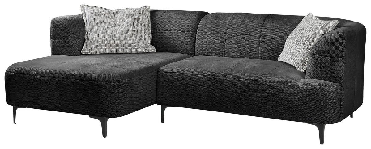 Ecksofa Lou Dunkelgrün/schwarz, 247 Cm - Dunkelgrün/Schwarz, Design, Textil (158/247cm) - MID.YOU
