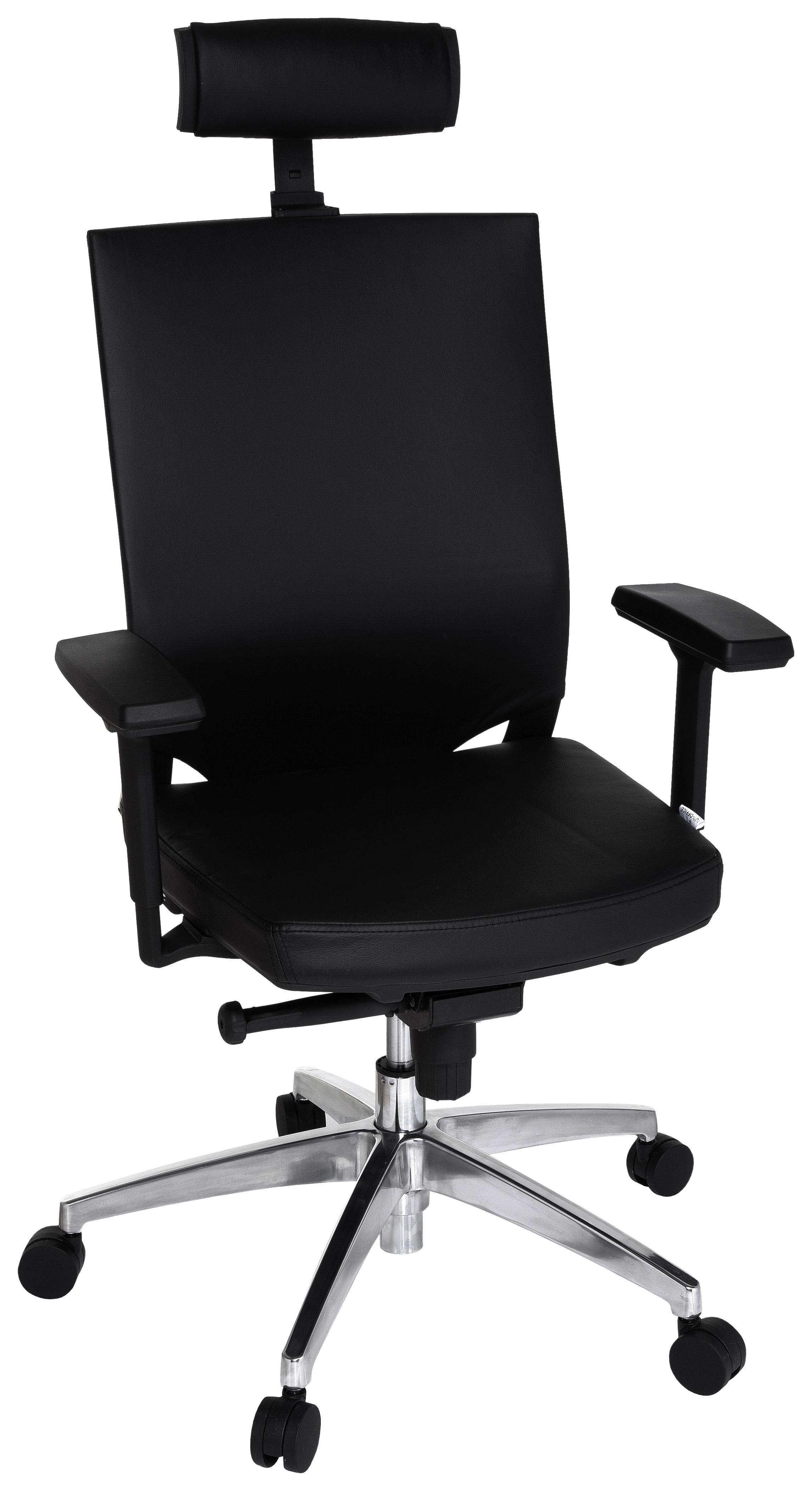 Drehstuhl Porto Max High Schwarz - Alufarben/Schwarz, MODERN, Leder/Kunststoff (59/117/49cm) - MID.YOU