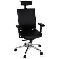 Drehstuhl Porto Max High Schwarz - Alufarben/Schwarz, MODERN, Leder/Kunststoff (59/117/49cm) - MID.YOU