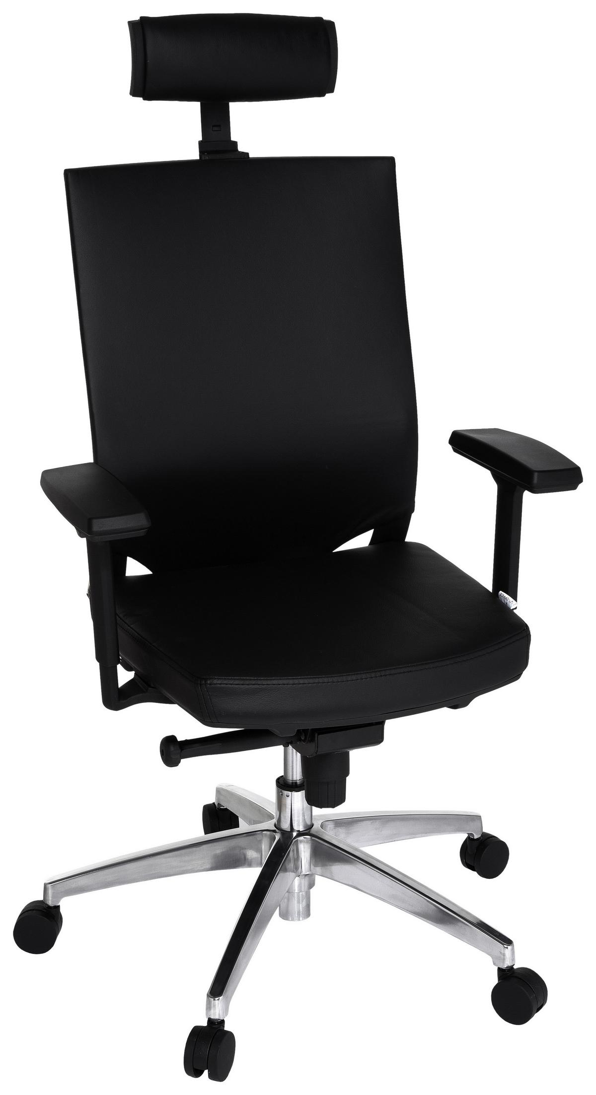 Drehstuhl Porto Max High Schwarz - Alufarben/Schwarz, MODERN, Leder/Kunststoff (59/117/49cm) - MID.YOU