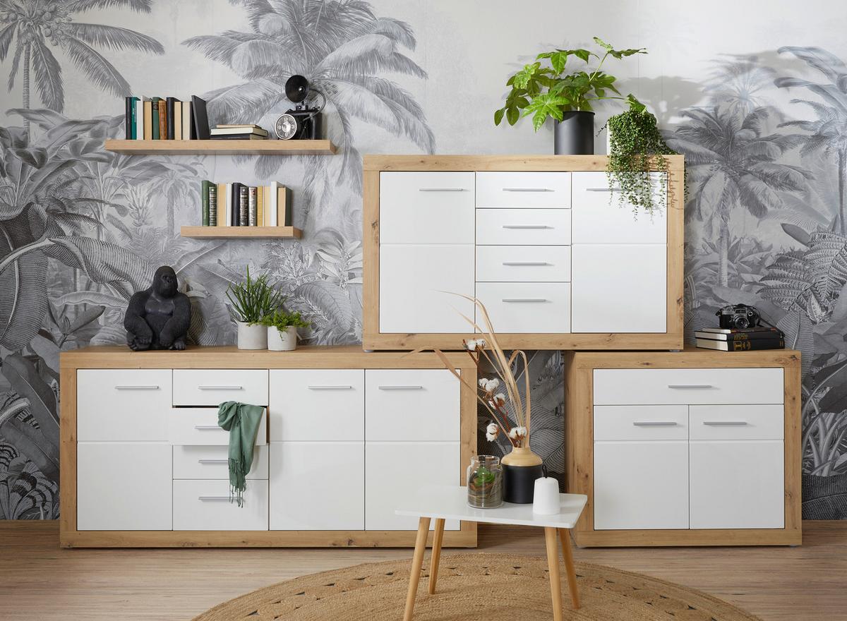KOMODA MALTA  -EXKLUSIV- - bílá/barvy dubu, Konvenční, kompozitní dřevo/plast (97/86/40cm) - Mömax