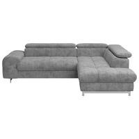 Ecksofa Mit Schlaffunktion Und Cloud + Hellgrau - Chromfarben/Hellgrau, KONVENTIONELL, Textil (257/206cm) - Livetastic