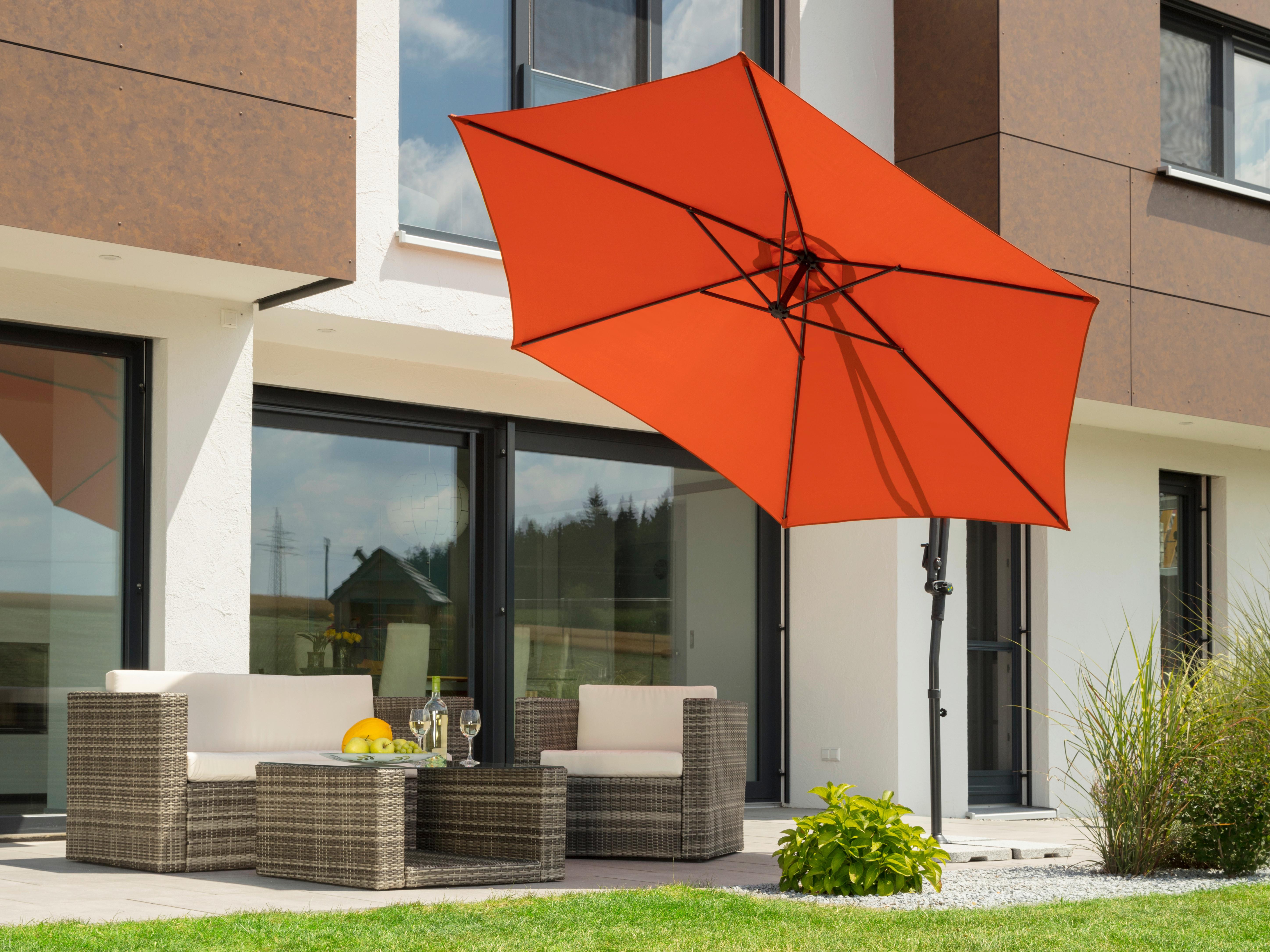 Ampelschirm Genua BxHxT: 278x263x300 cm Terracotta - Anthrazit/Terracotta, Basics, Textil/Metall (278/263/300cm) - Schneider