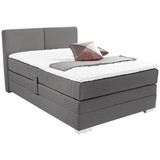 Boxspringbett im Lederlook 140x200cm Tina, Grau - Grau, KONVENTIONELL, Textil (140/200cm)