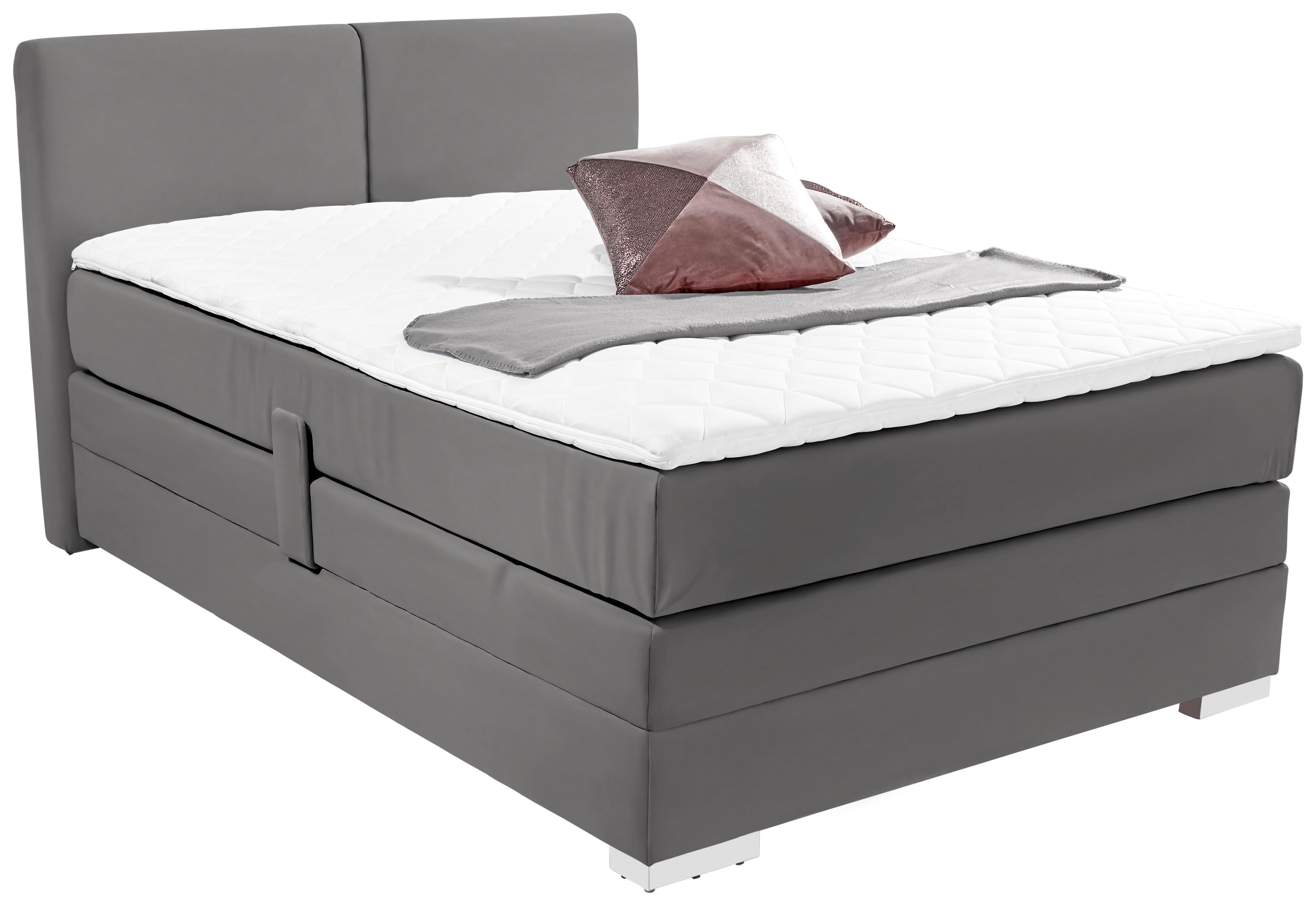 Boxspringbett Tina 140x200 Grau - Grau, KONVENTIONELL, Textil (140/200cm)