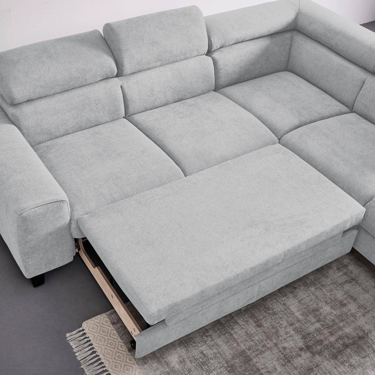 Sedacia súprava Malibu svetlosivá - svetlosivá, Modern, drevo/textil (249/88/207cm) - Bessagi Home
