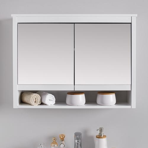 Zrkadlová Skrinka Ginevra Biela - biela, Moderný, sklo (80/60/20cm) - Bessagi Home