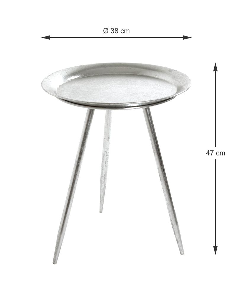Príručný stolík Franz 2, strieborná, P: 44 cm - strieborná, Modern, kov (44/54cm) - Mömax