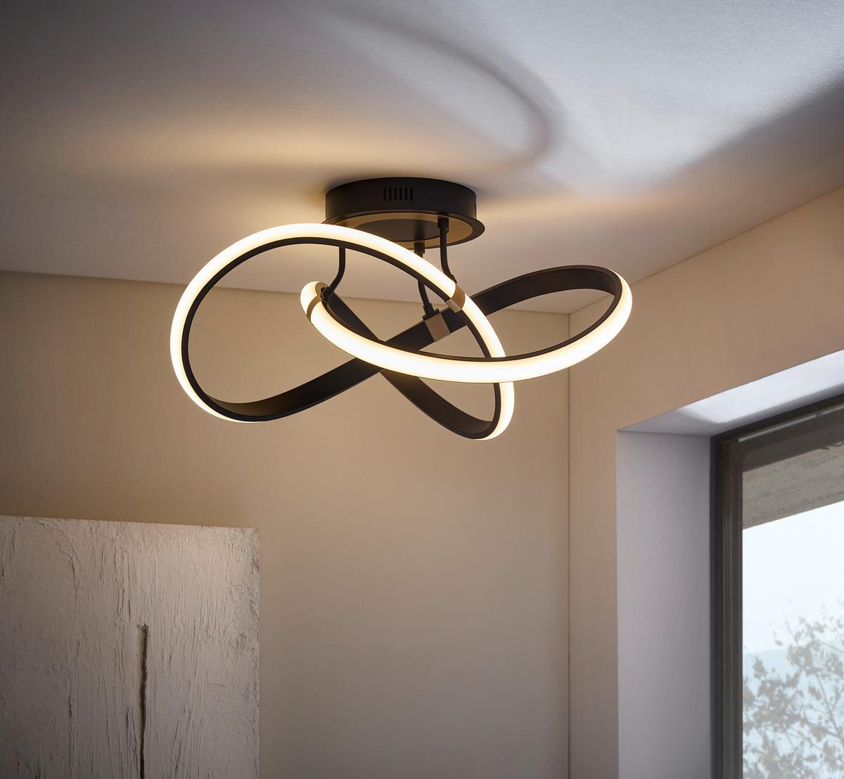 STROPNÉ LED SVIETIDLO INDIGO - čierna/zlatá, Design, kov (55/29cm)