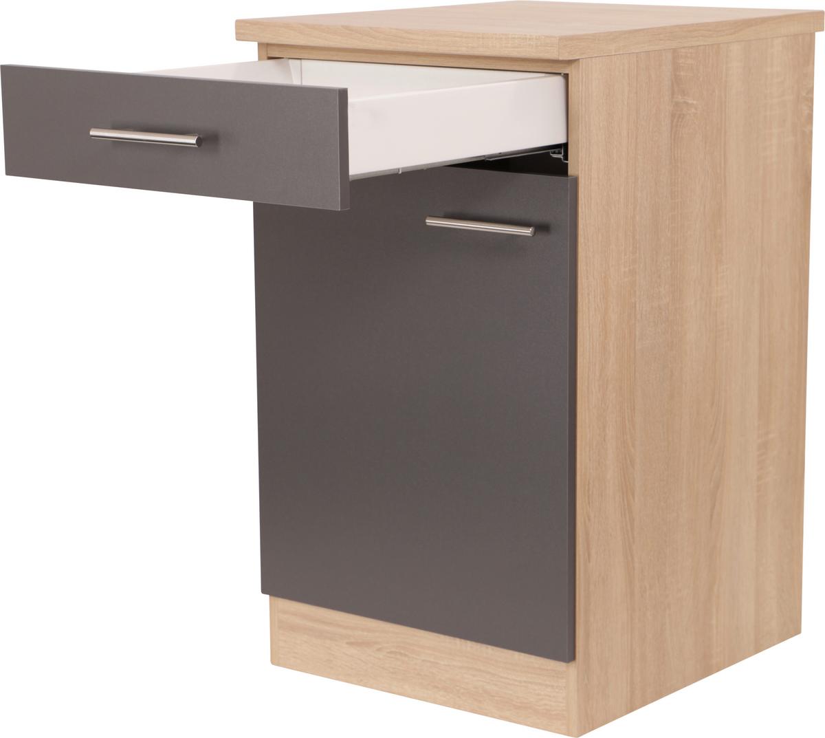 Küchenunterschrank Merle Grau, Eiche Dekor B:50cm - Eichefarben/Grau, Basics, Holzwerkstoff (50/84,8/60cm) - Respekta