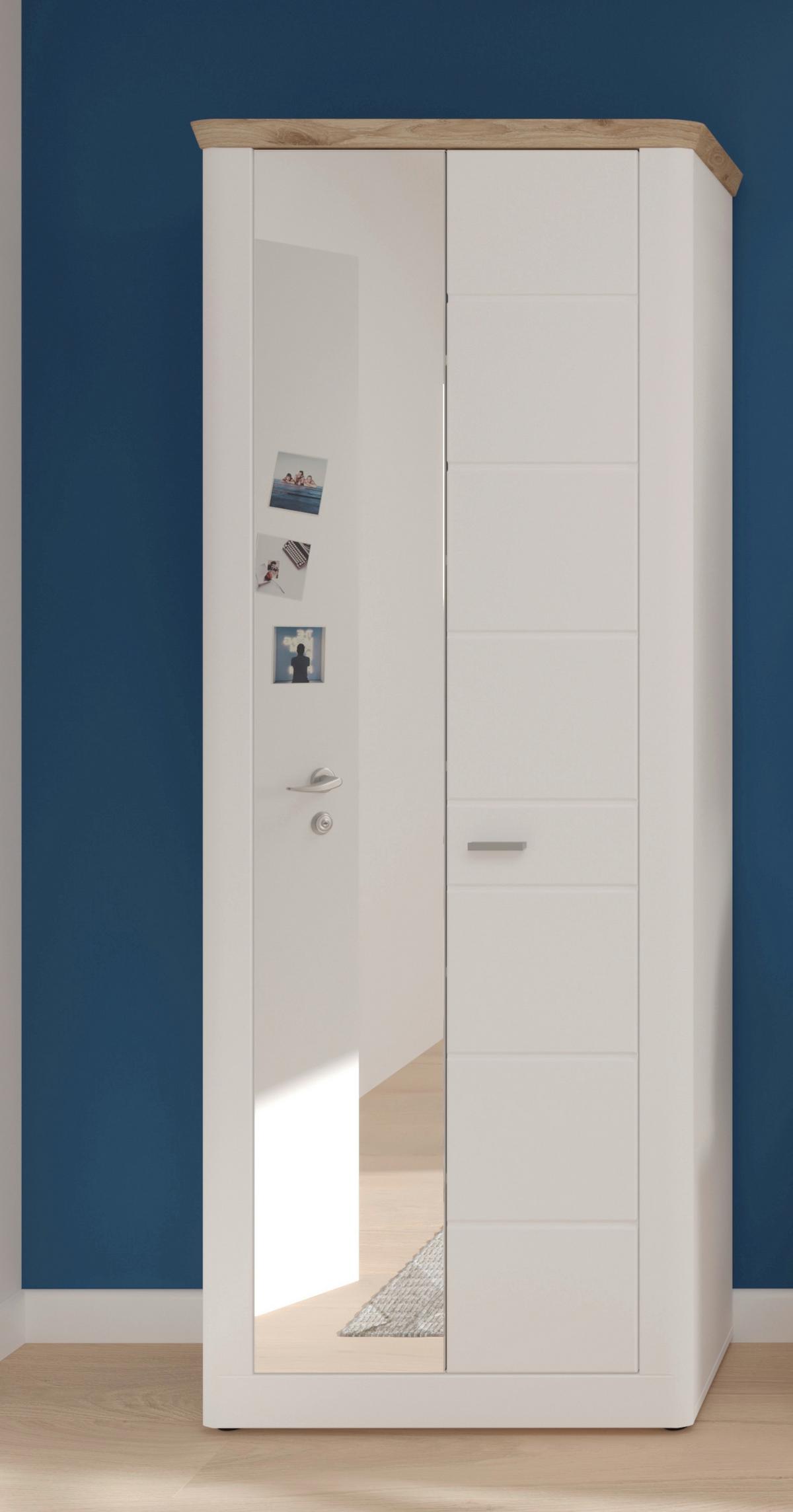 Garderobenschrank Michigan Mit Spiegel B: 79 Cm - Weiß, LIFESTYLE, Holzwerkstoff (79/204/37cm) - MID.YOU