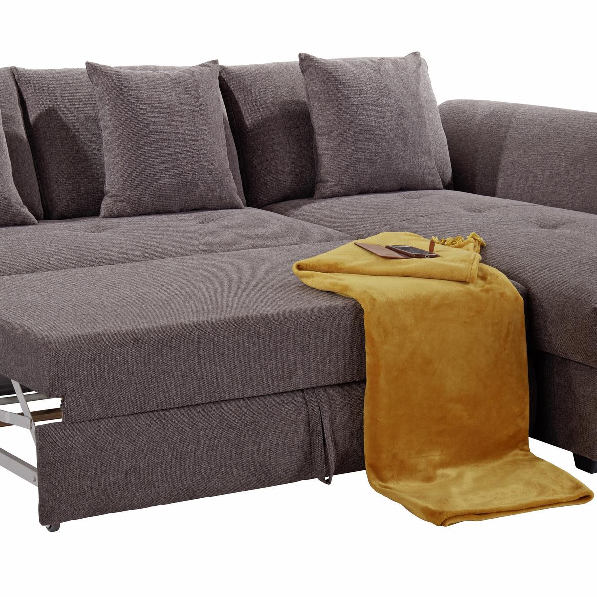 Rohová sedačka BERISSO, pravá, hnědá - hnědá, Design, textil/plast (278/187cm) - Ondega