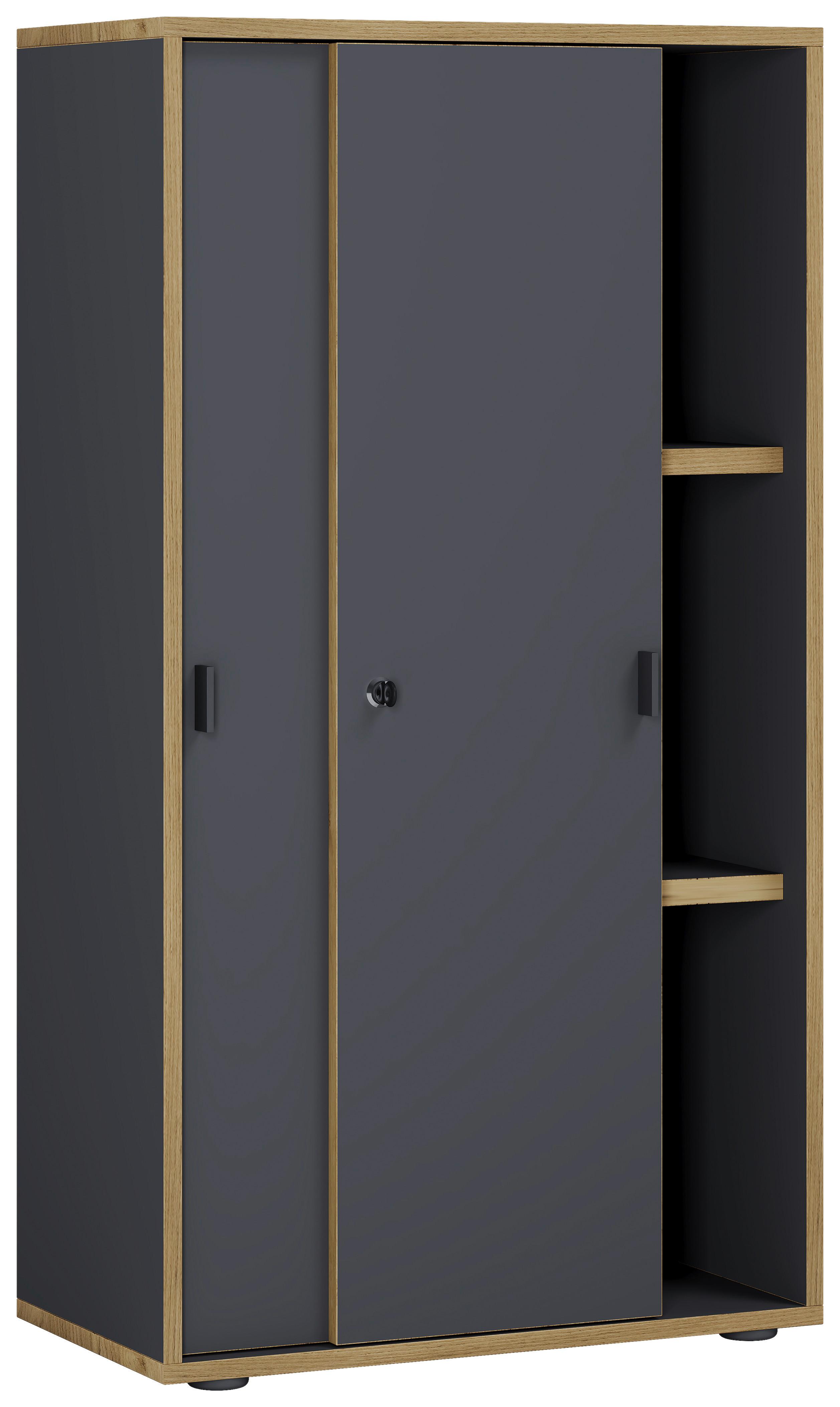 Aktenschrank Salia Anthrazit, Honigeiche B: 60 cm - Honigeiche/Anthrazit, Design, Holzwerkstoff (60/110/37cm) - Livetastic