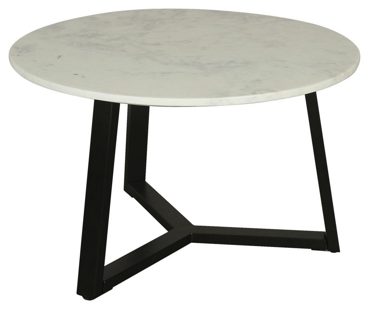 Couchtisch Cross Weiß/schwarz D: 75 Cm - Schwarz/Weiß, Design, Stein/Metall (75/46/75cm) - MID.YOU