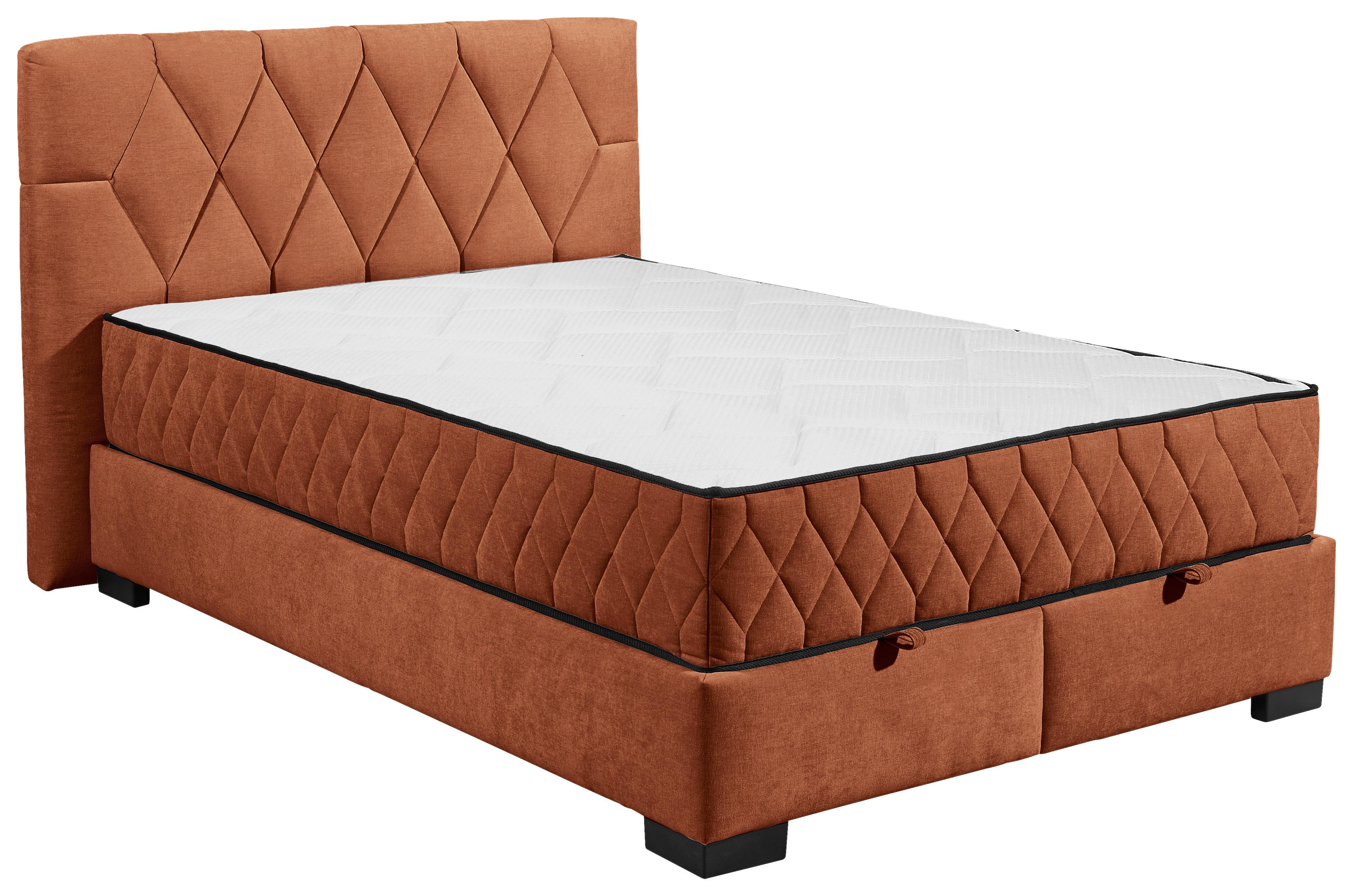 Boxbett Nagol B - Cognac/Schwarz, MODERN, Holzwerkstoff/Textil (140/200cm) - MID.YOU