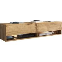 Nízka komoda s LED osvetlením - sivá/dub wotan, Lifestyle, kompozitné drevo/plast (140/30/31cm) - P & B