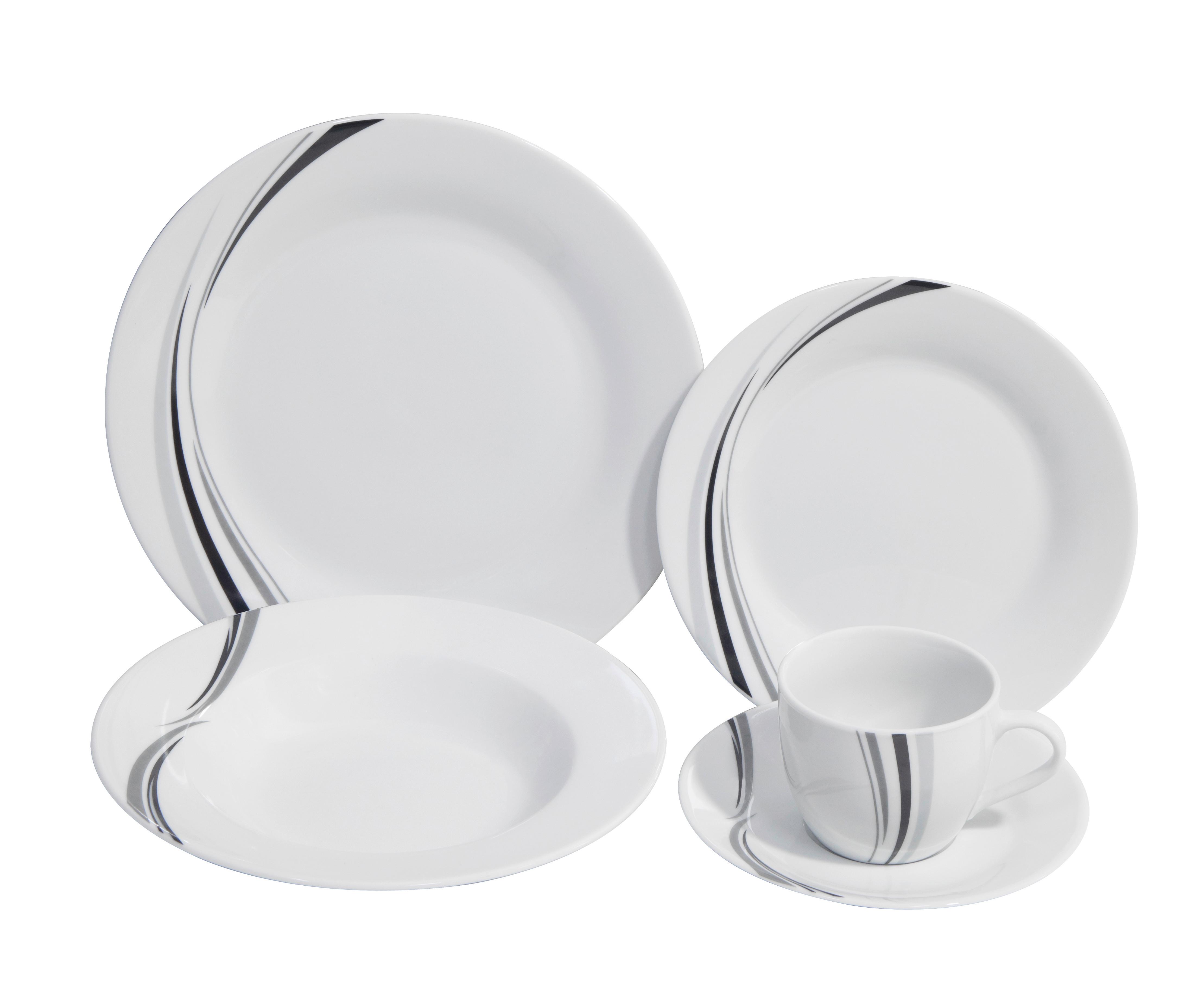 Kombiservice Liddy - Schwarz/Weiß, MODERN, Keramik - Luca Bessoni