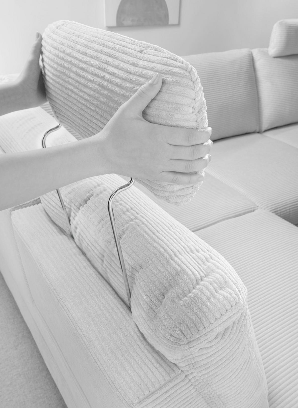 Eckschlafsofa Positano, Grau S: 261x206 Cm - Wildeiche/Grau, MODERN, Textil (261/206cm) - Livetastic