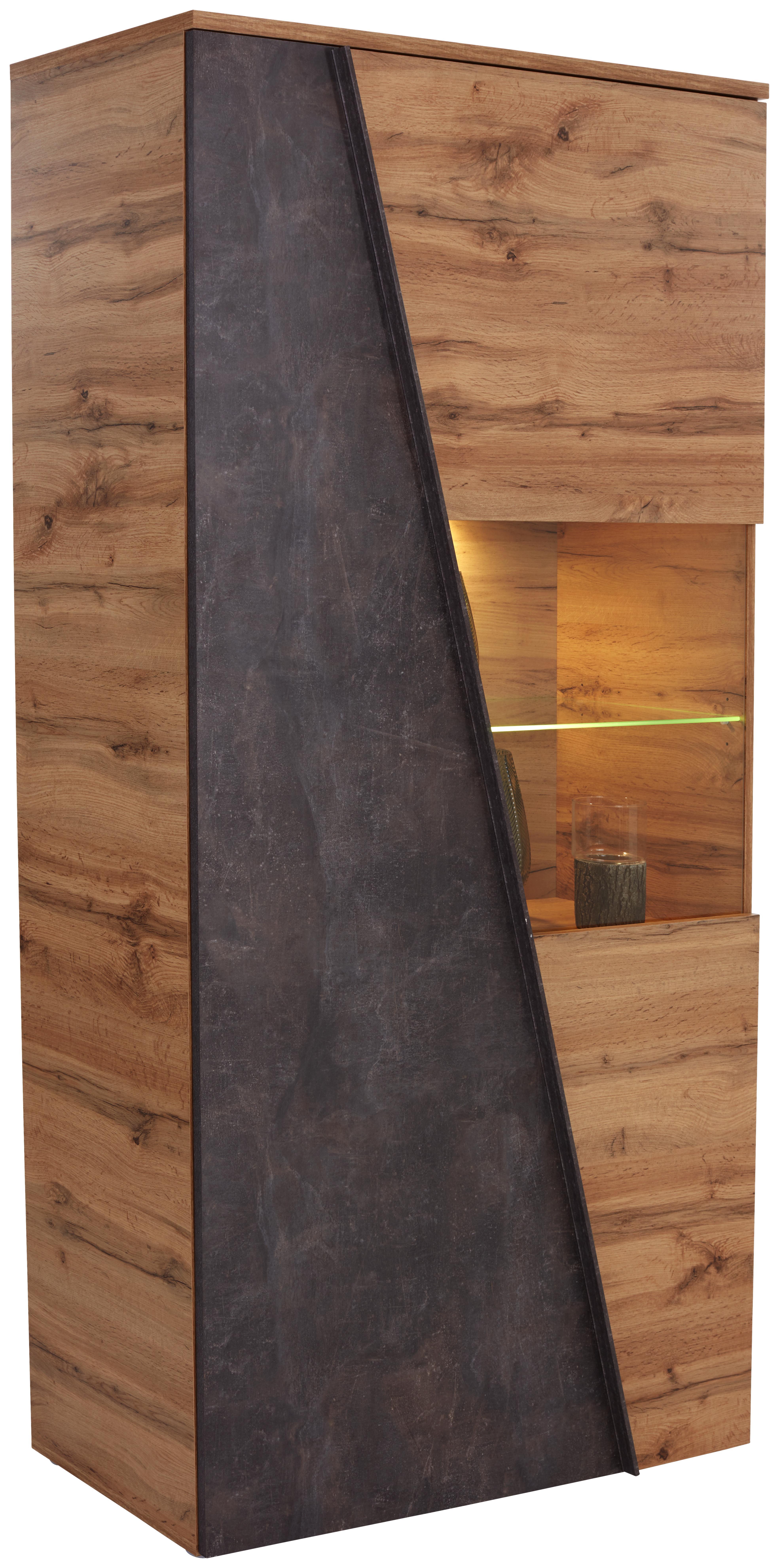 Vitrin Venedig Mdiv 02 - Tölgyfa/Sötétbarna, konvencionális, Faalapú anyag/Üveg (98/196,4/42cm)