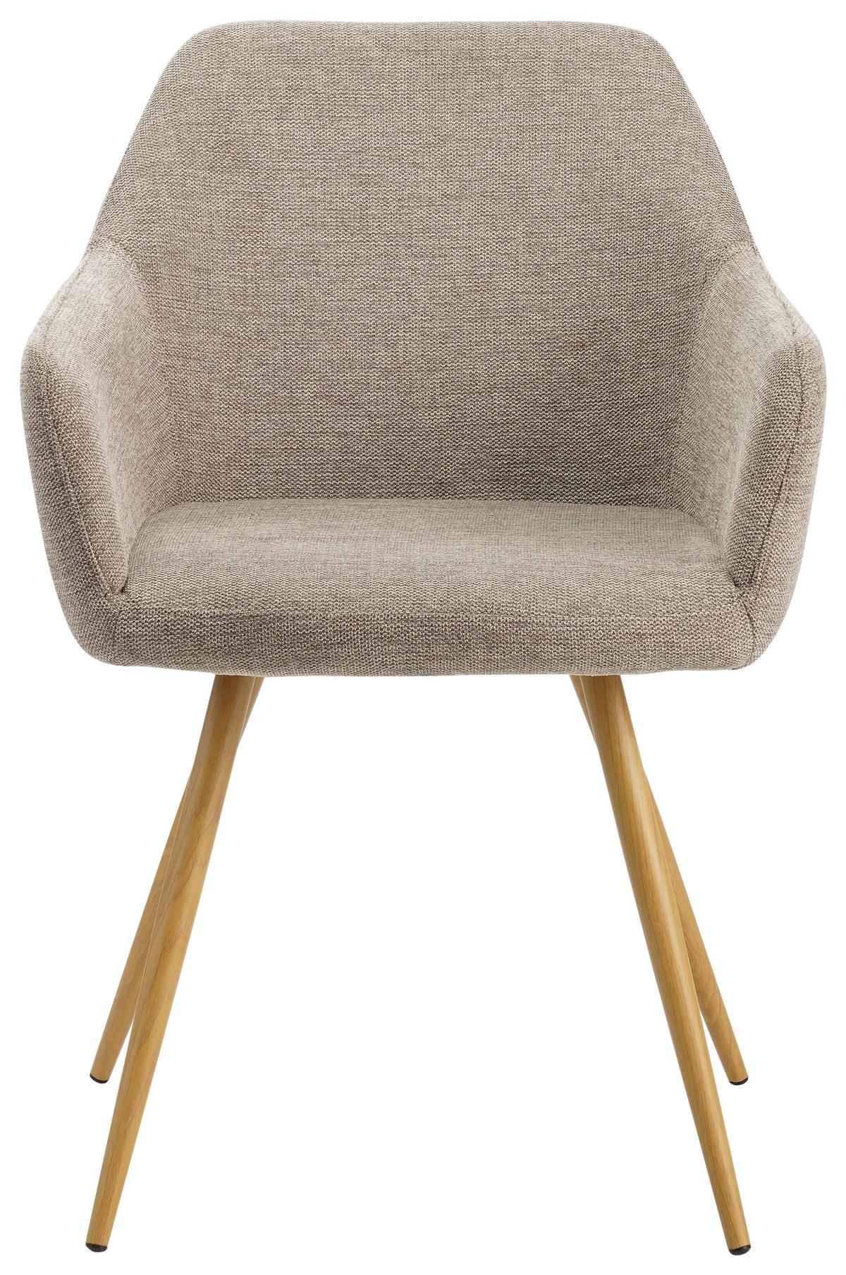 Armlehnstuhl Melinda Grau Gepolstert - Beige/Naturfarben, MODERN, Textil/Metall (56/81,5/63cm) - MID.YOU