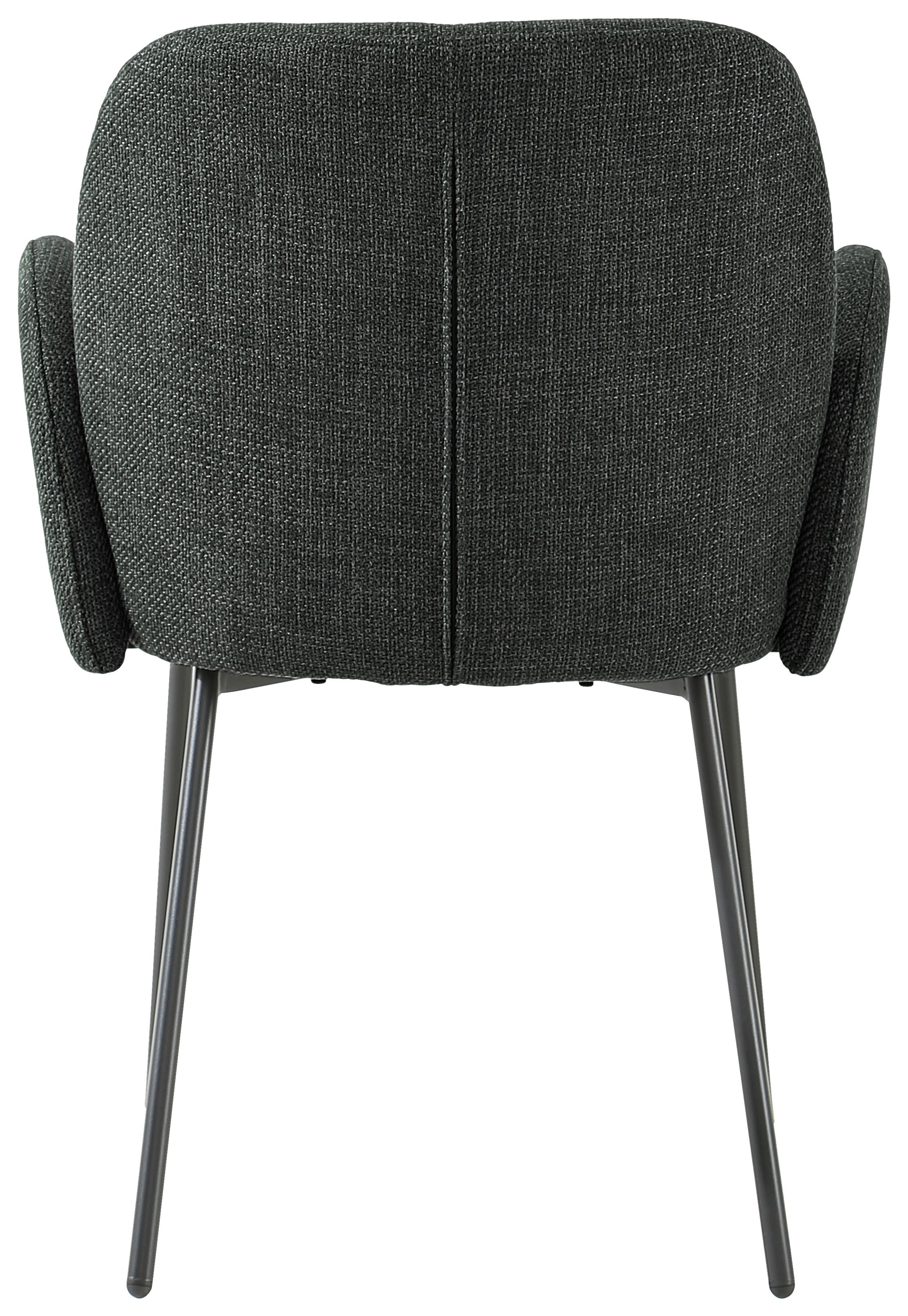 Armlehnstuhl Pauline Leinenoptik Grau, B: 62 cm - Schwarz/Grau, KONVENTIONELL, Holz/Textil (62/85/64cm) - MID.YOU