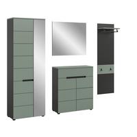 Garderobe Canu 4-Teilig Grau/Grün B: 220 cm - Graugrün, Design, Holzwerkstoff (220/190/37cm) - Livetastic