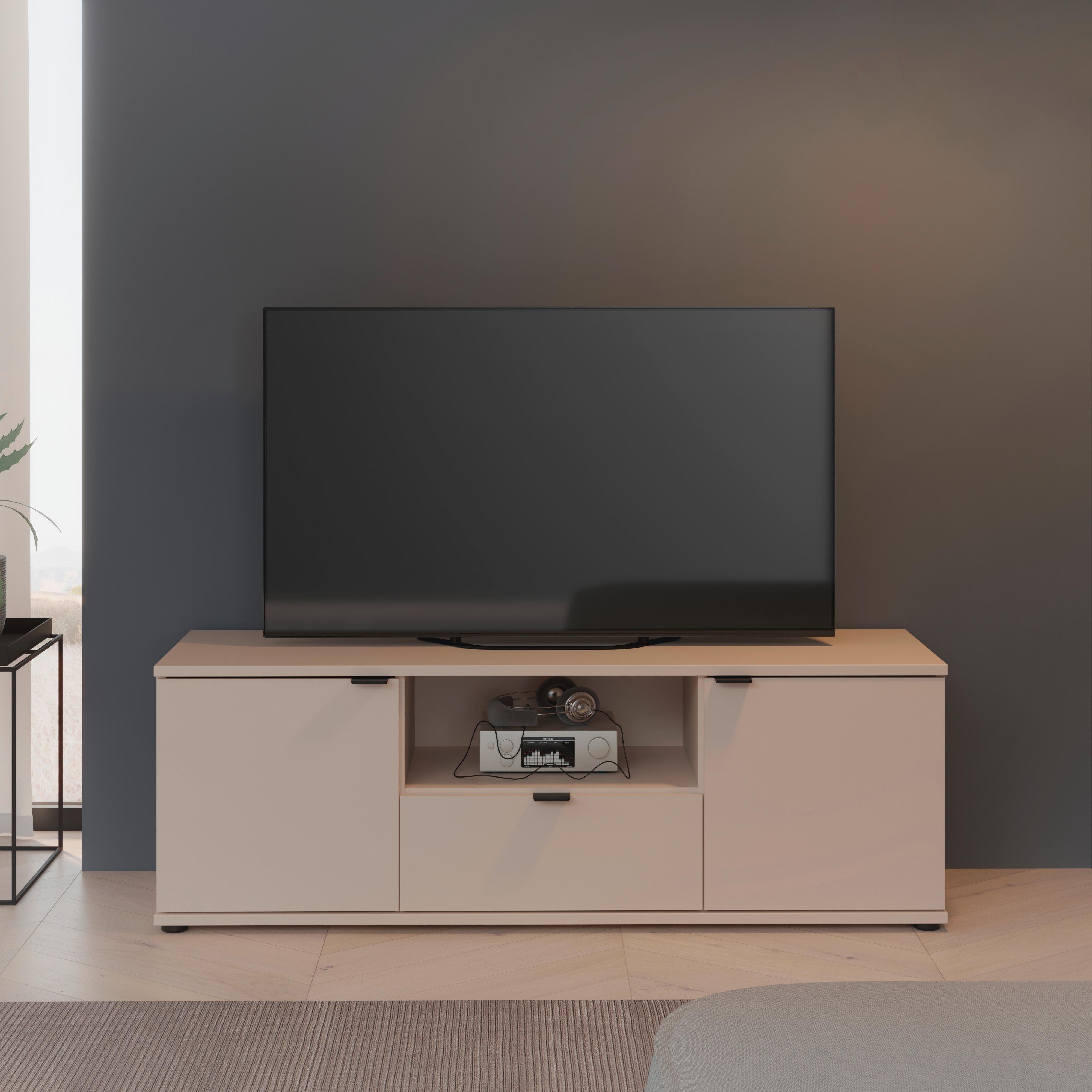TV díl Ganymede, písková, š: 130 cm - černá/pískové barvy, Moderní, kov/kompozitní dřevo (129,8/43,9/41,3cm)