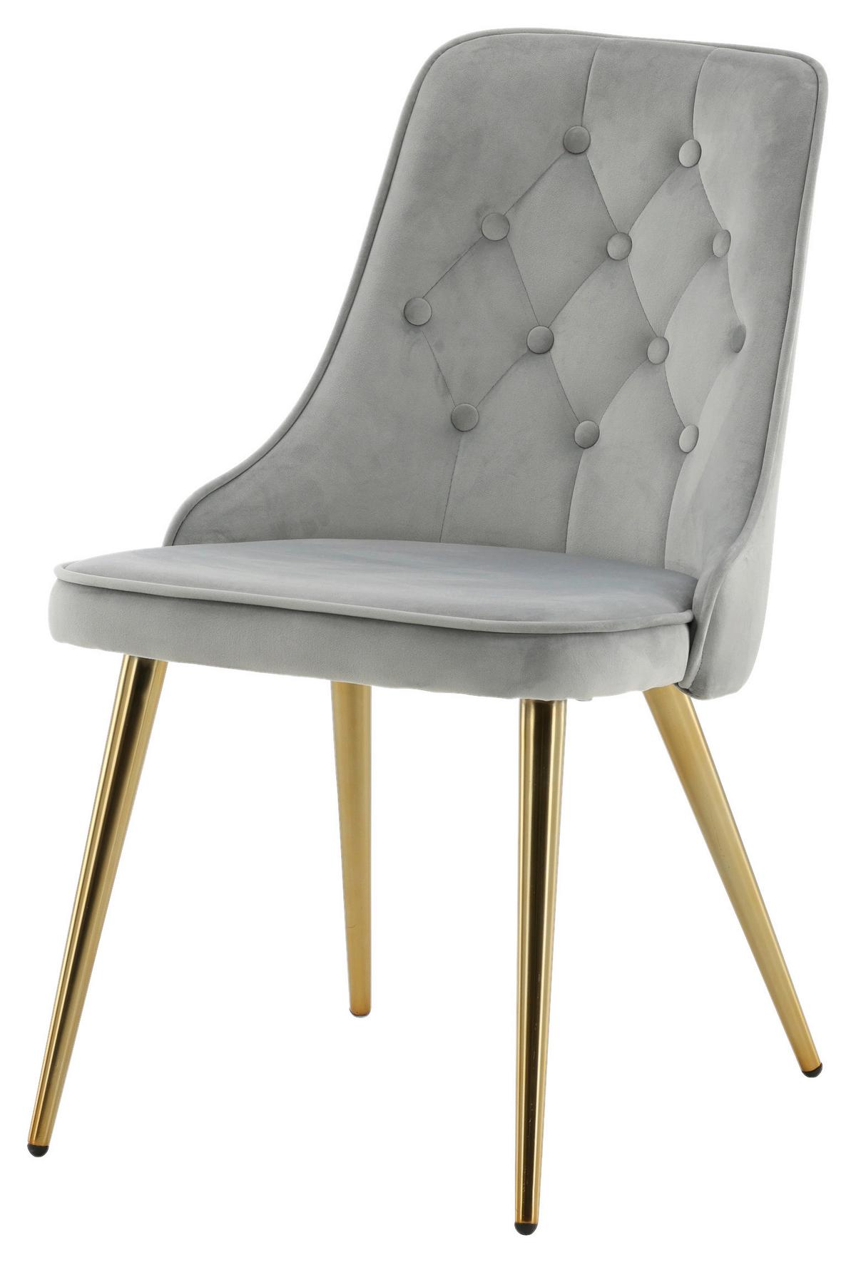 Stuhl-Set Velvet Deluxe - Goldfarben/Hellgrau, Design, Kunststoff/Textil (50/88.5/66cm) - Livetastic
