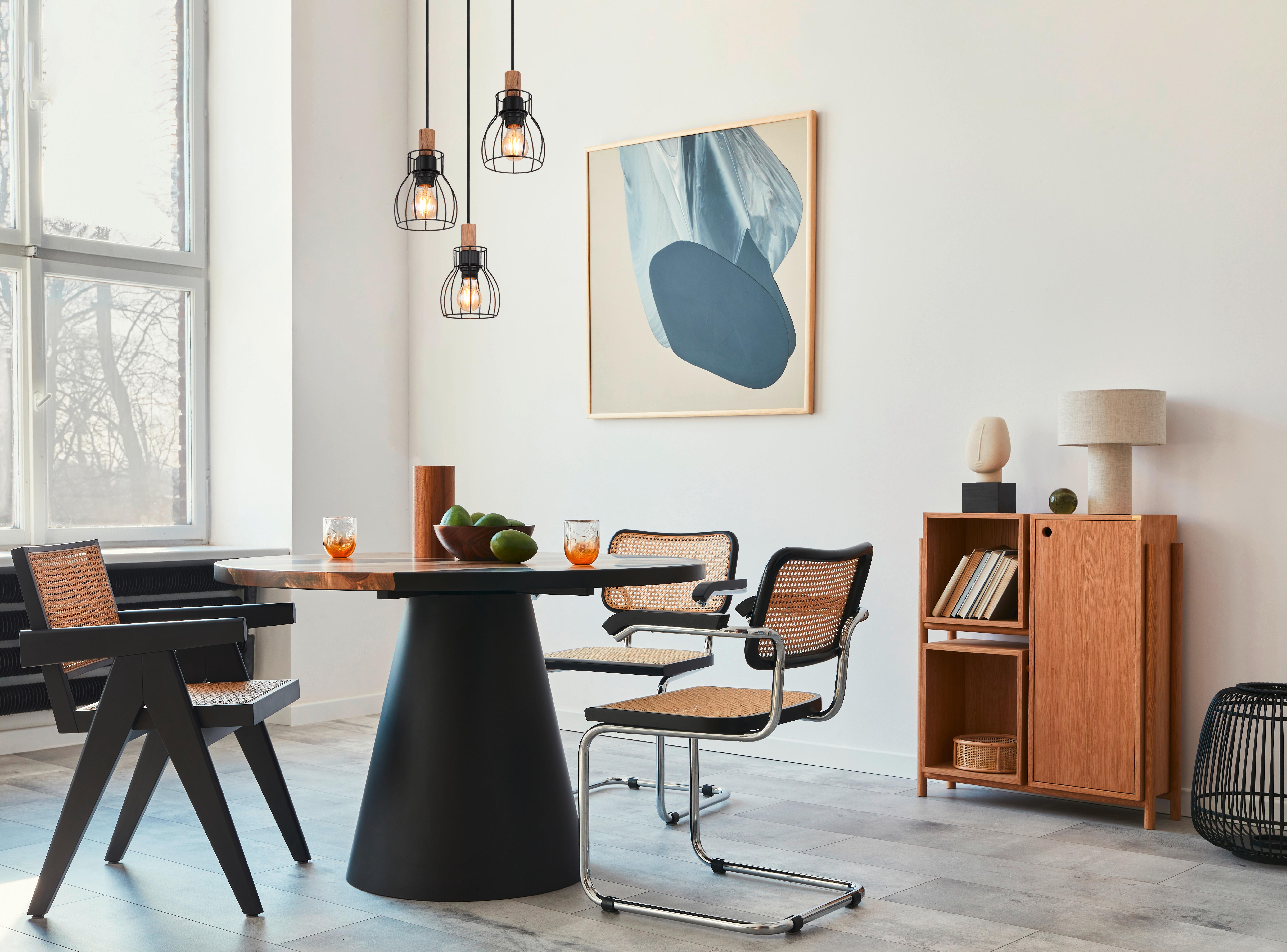 Hängeleuchte 15326-3h1 - Dunkelbraun/Schwarz, KONVENTIONELL, Holz/Metall (35,5/120cm) - Globo