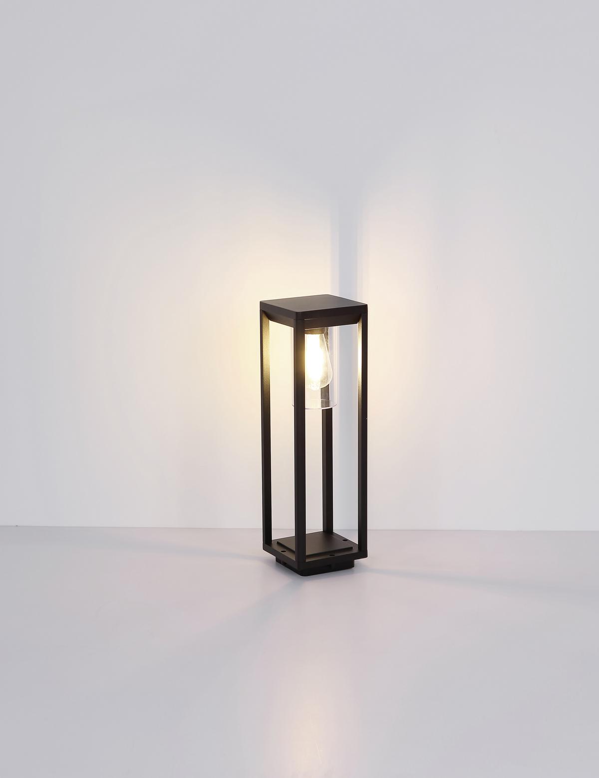 Außenleuchte Candela 15 Watt Aluminium - Klar/Schwarz, Basics, Kunststoff/Metall (15/15/50cm) - Globo