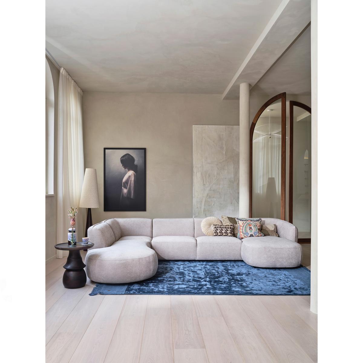 Ecksofa Polly Sandfarben U: 245x353x150cm - Sandfarben/Schwarz, Design, Textil (245/353/150cm) - Livetastic