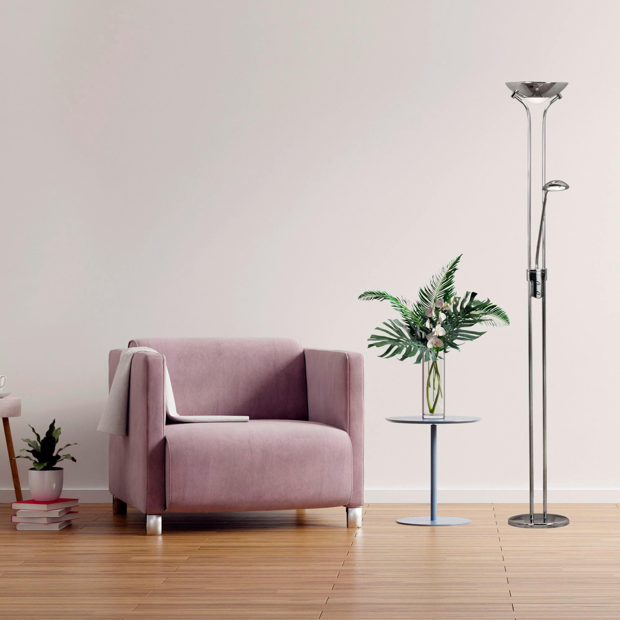 LED-Stehleuchte Eu5430cc - Chromfarben, Basics, Glas/Kunststoff (25.4/180cm)