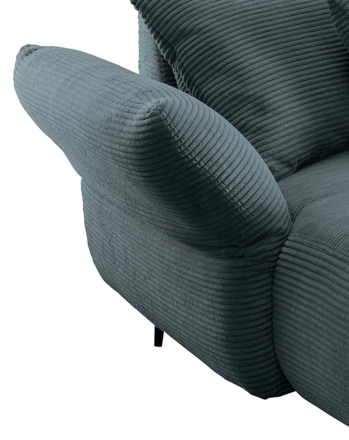 Ecksofa Vanilla Petrol S: 178x264-302 cm - Petrol/Schwarz, Design, Textil (178/264-302cm) - Livetastic
