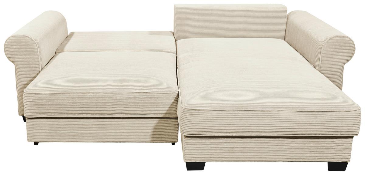 Ecksofa  Mit Bettkasten Maureen Cremefarben - Creme/Schwarz, KONVENTIONELL, Textil (255/185cm) - MID.YOU