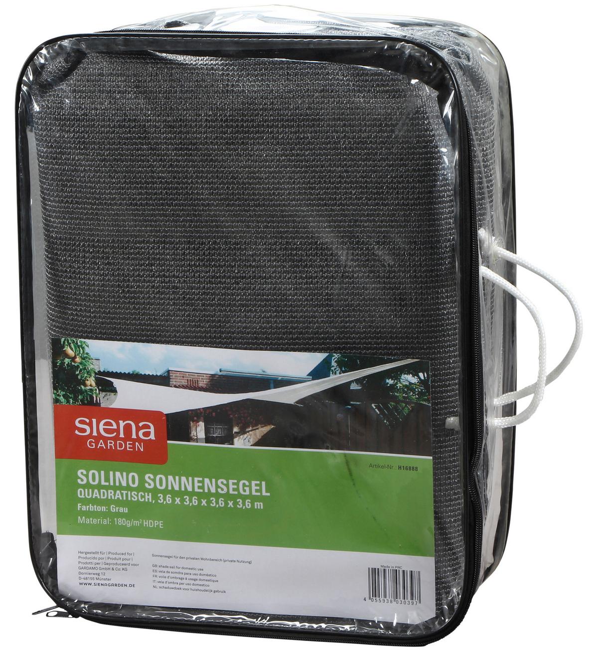 Gartensonnensegel K95888 - Grau, KONVENTIONELL, Textil/Metall (360/360cm) - Siena Garden