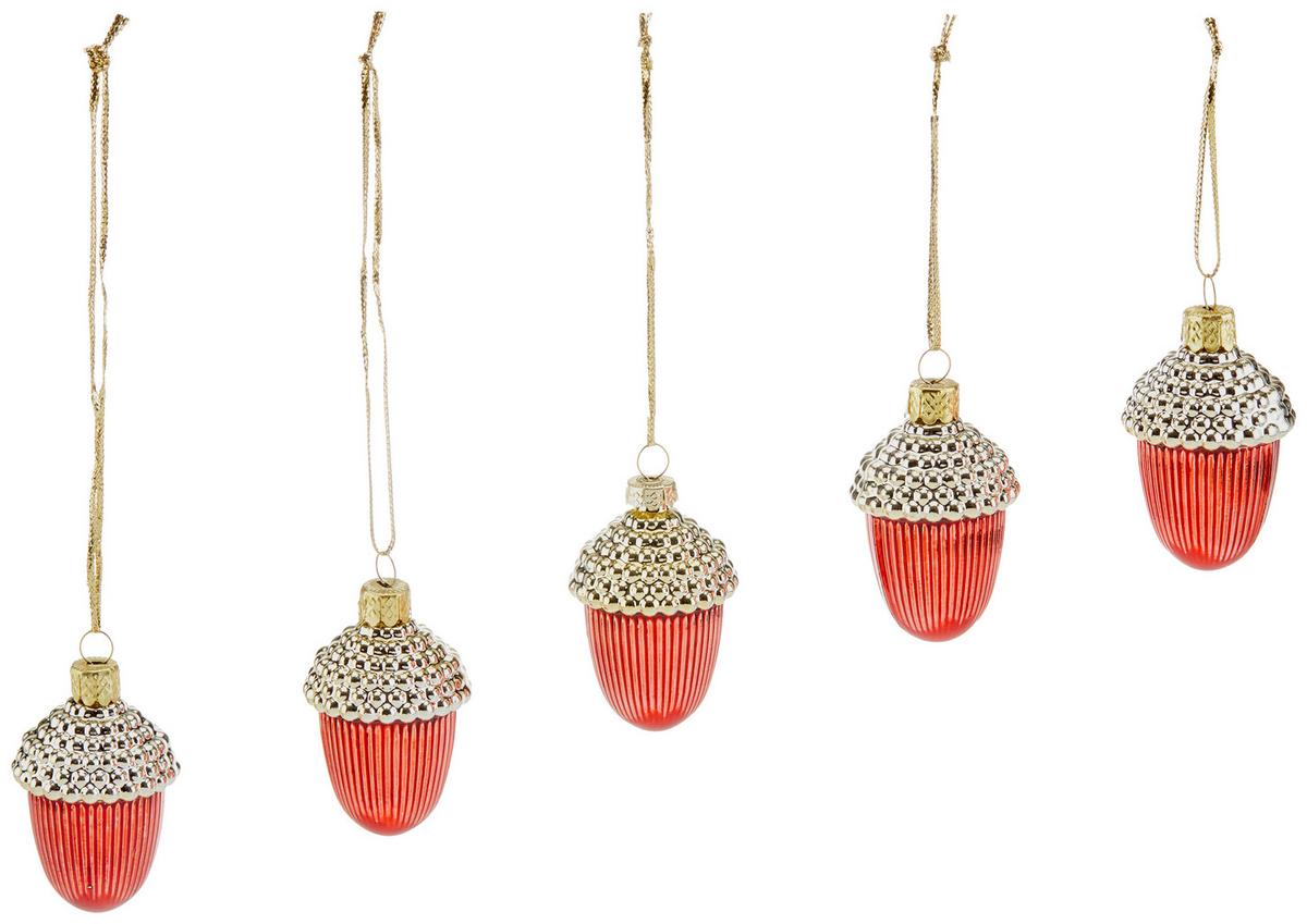 Karácsonyfadísz Eichel - magenta/piros, Basics, műanyag (5cm) - Ondega