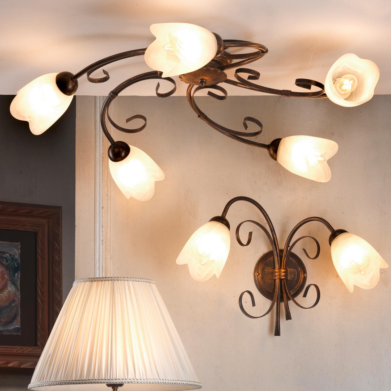 Deckenleuchte Odino Bronzefarben D: 70 Cm - Bronzefarben, KONVENTIONELL, Glas/Metall (70/17cm)