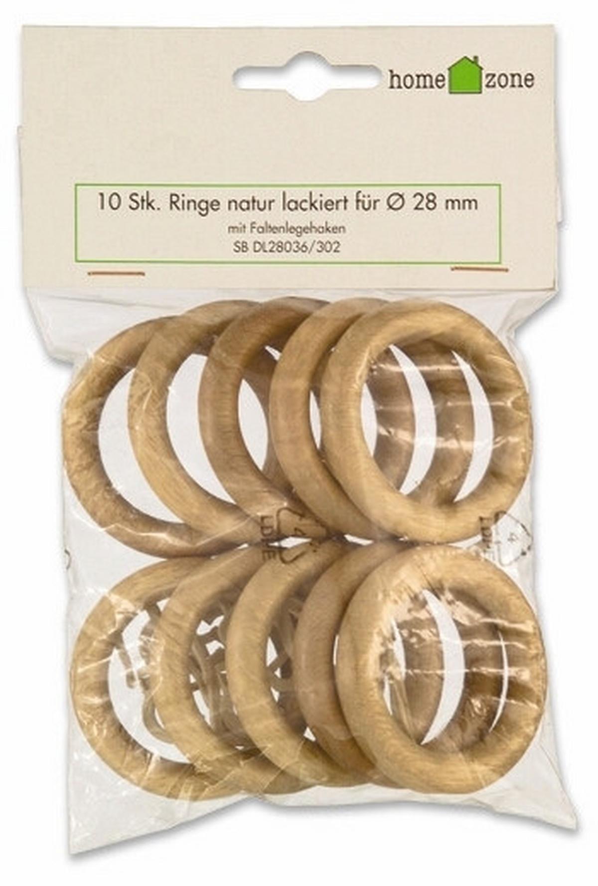 Vorhangringe Naturfarben Benno Kiefer 10 Stk. - Eichefarben, KONVENTIONELL, Holz/Kunststoff - Ondega