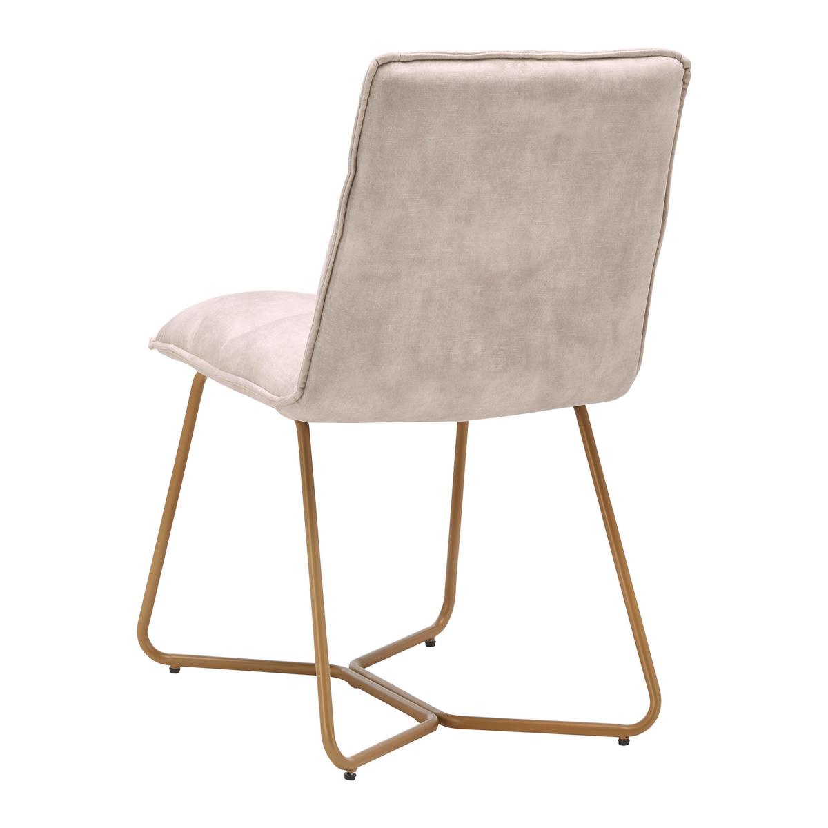 Stolička zo zamatu Fonia - béžová - zlatá/béžová, Modern, kov/drevo (49/85,5/57,5cm) - Bessagi Home