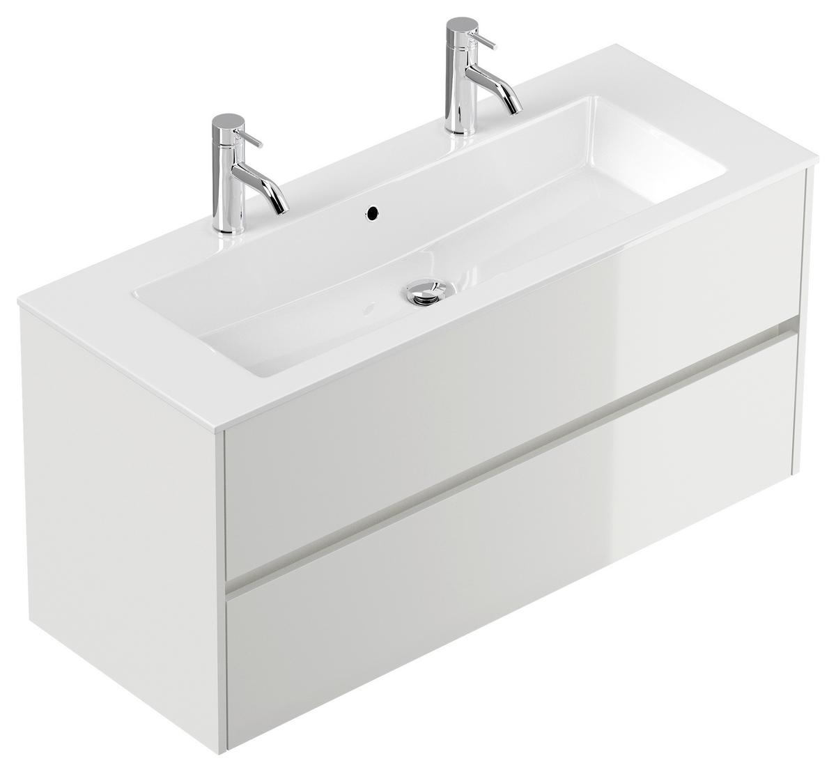 Waschtischkombi Limes Weiß Hg B: 120 Cm - Weiß Hochglanz/Weiß, MODERN, Holzwerkstoff/Stein (120/58,5/46,5cm) - MID.YOU