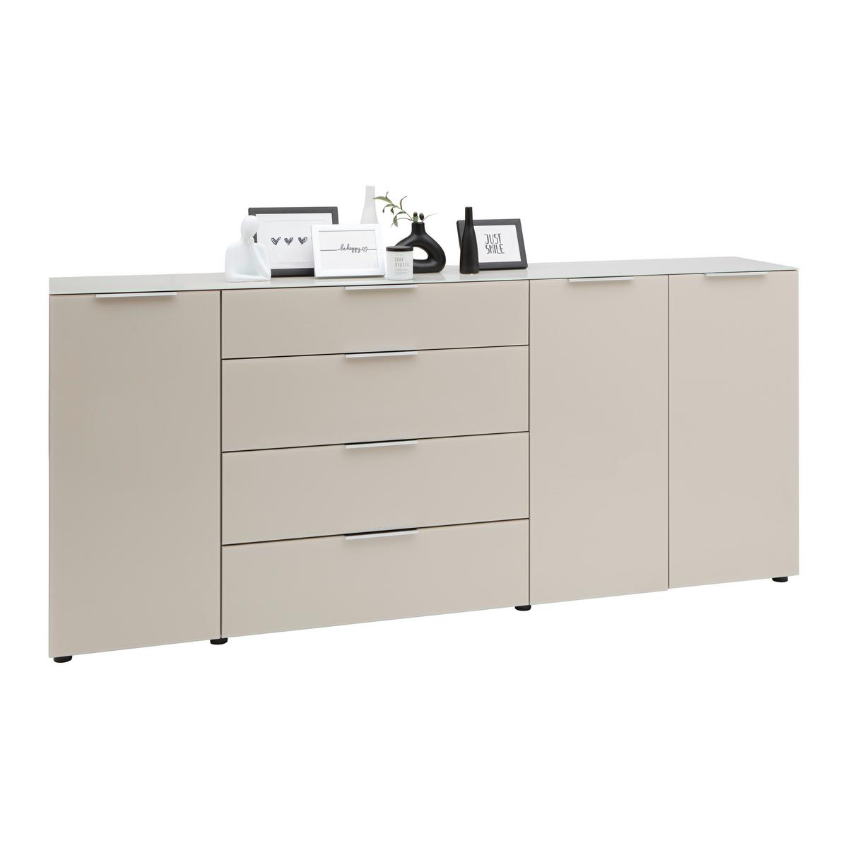 Široká komoda Siena SIENA -EXKLUSIV- - černá/kašmírová, Moderní, kov/kompozitní dřevo (226/99/40cm) - Mömax