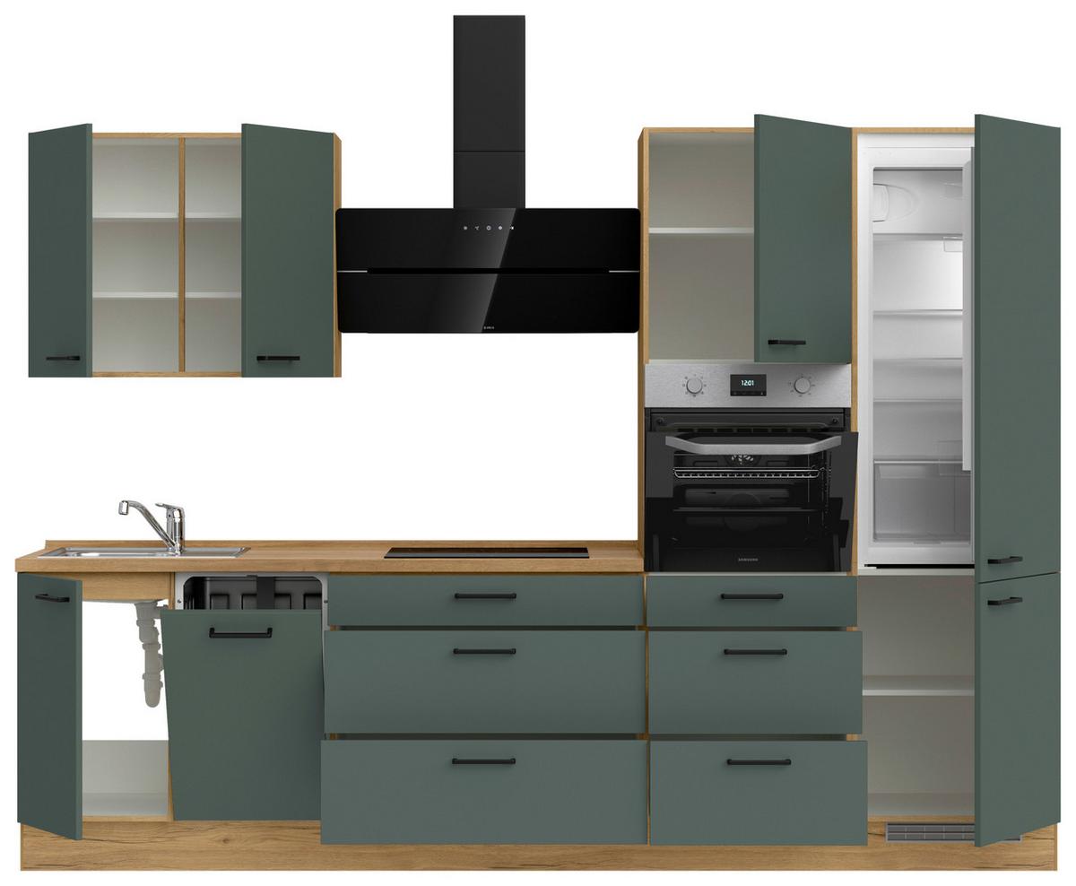 Küchenleerblock Easytouch High-Line, H4 Rechts - Dunkelgrün/Eichefarben, MODERN, Holzwerkstoff (300cm) - Nobilia