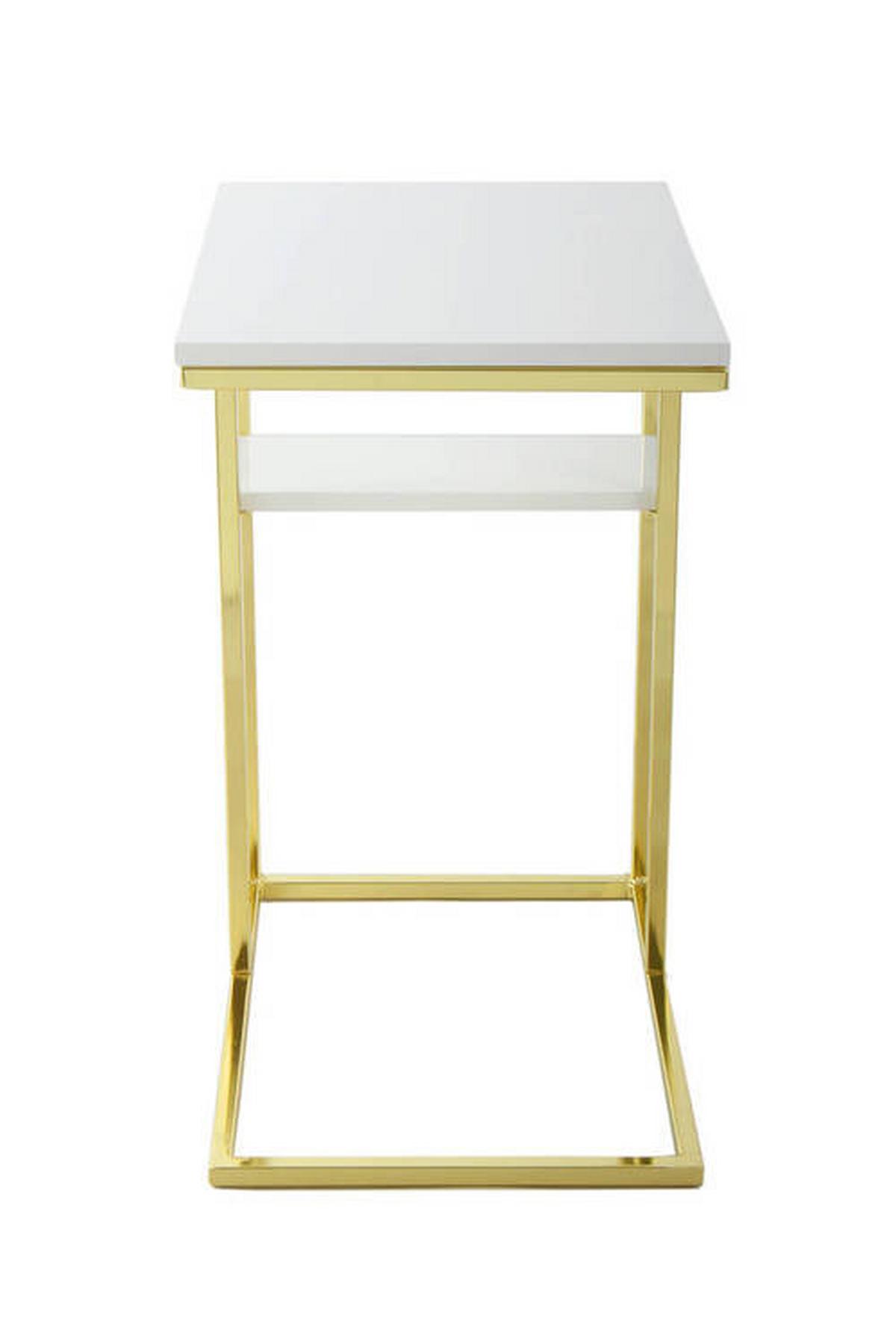 Beistelltisch Mit Ablagefach Lucilla, Weiß/gold - Goldfarben/Weiß, MODERN, Metall (48/35/62cm) - Kayoom