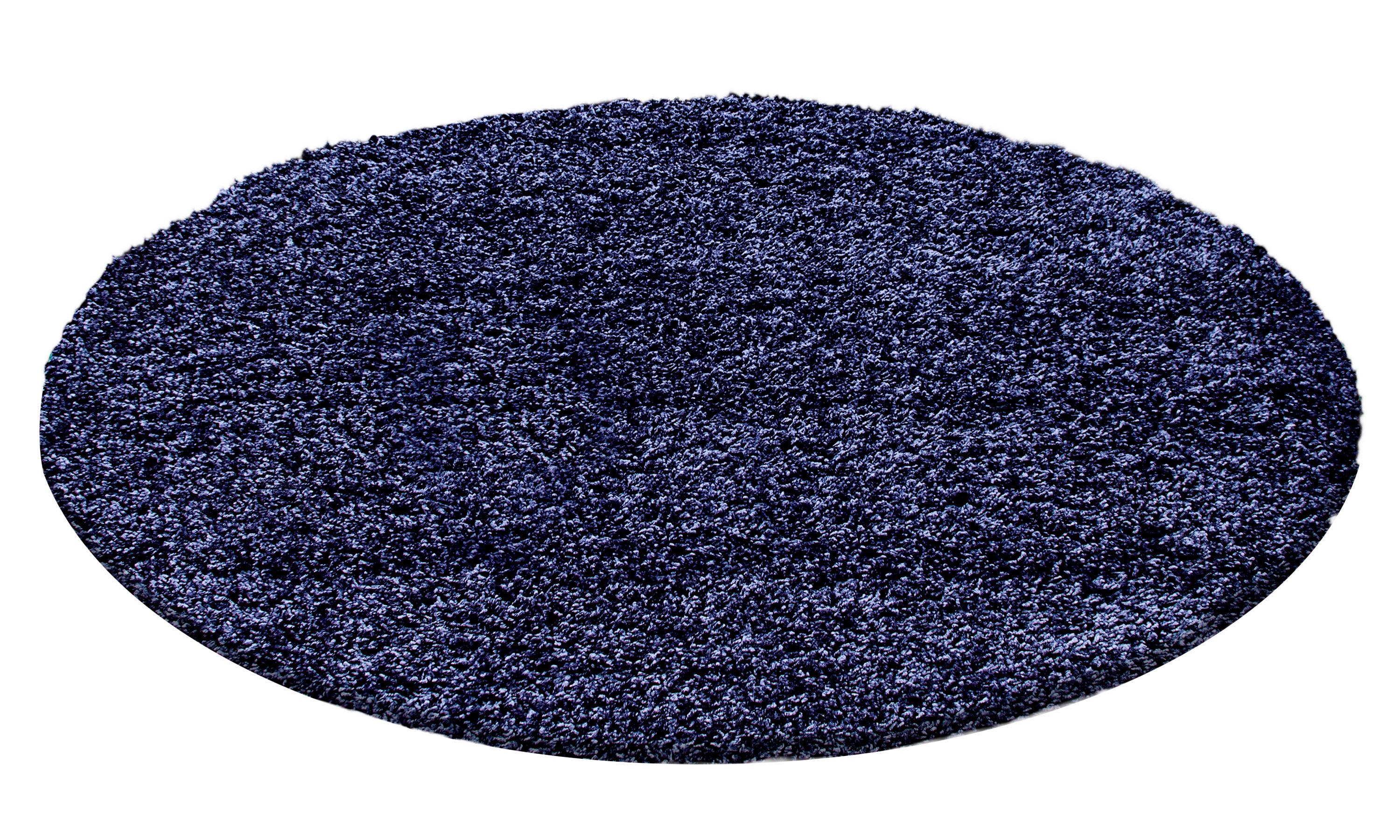 Hochflor Teppich Dunkelblau Life Rund Ø 160 cm - Dunkelblau, KONVENTIONELL, Textil (160cm) - Novel