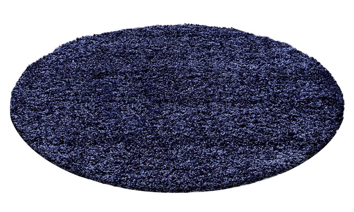 Hochflor Teppich Dunkelblau Life Rund Ø 200 cm - Dunkelblau, KONVENTIONELL, Textil (200cm) - Novel