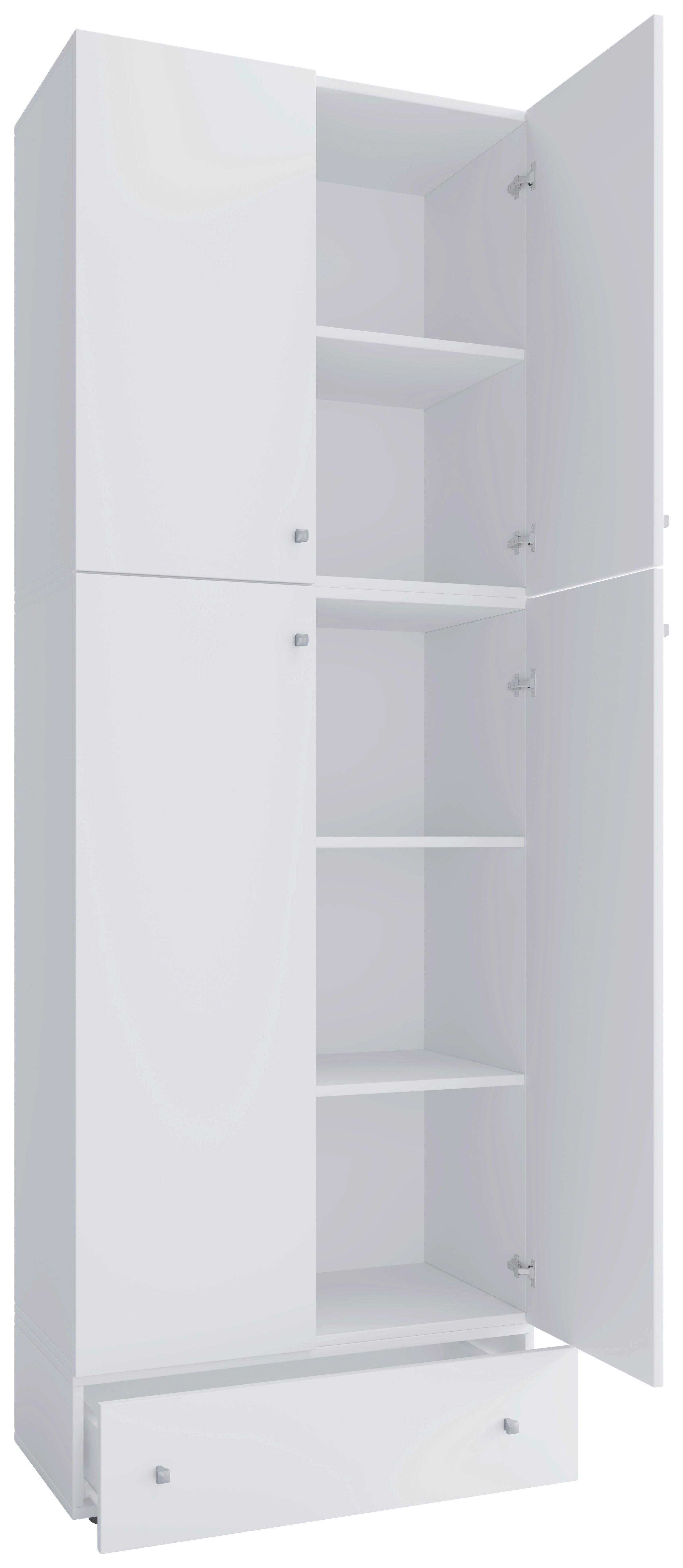 Drehtürenschrank B: 70 cm Lona XXL Weiß - Weiß, MODERN, Holzwerkstoff (70/200/39cm) - MID.YOU